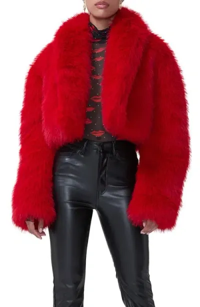 Afrm Stephanie Faux Fur Jacket In Barbados Cherry