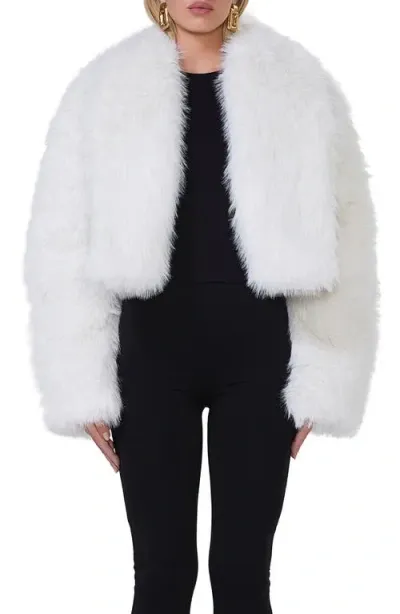 Afrm Stephanie Faux Fur Jacket In Off White Fur