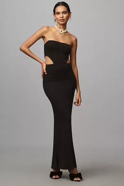 Afrm Strapless Cutout Knit Maxi Dress In Black