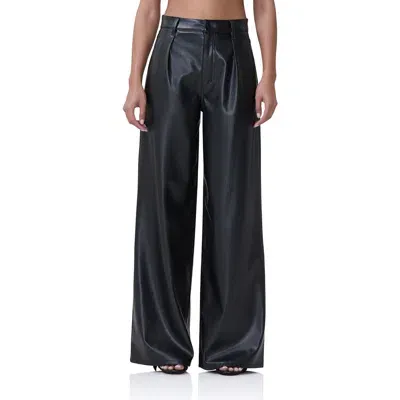 Afrm Turner Faux Leather Wide Leg Pants In Noir Pu