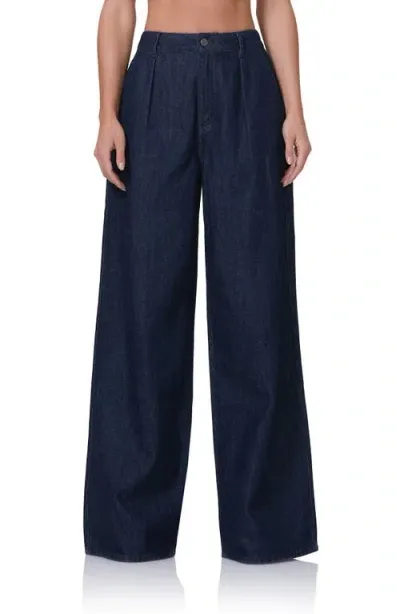 Afrm Turner High Waist Wide Leg Jeans In Dark Rinse Wash