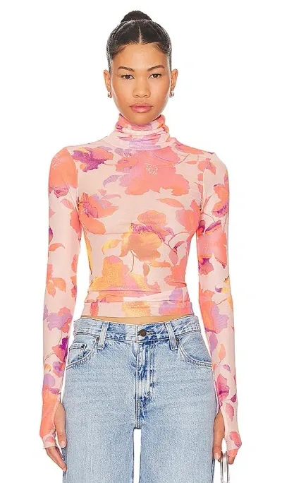 Afrm Zadie Top In Nude Marble Floral