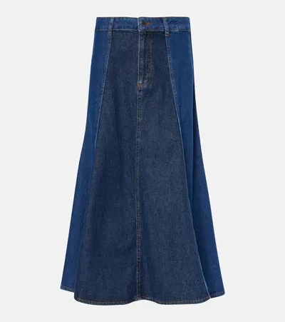 Ag Arles Midi Denim Skirt In Blue