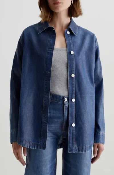 Ag Denim Shirt Jacket In Blue