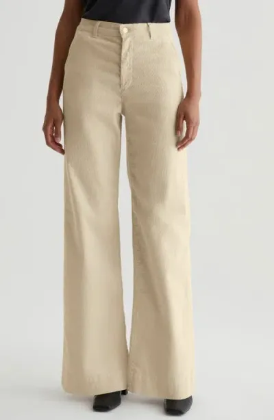 Ag Deven Tailored High Waist Wide Leg Corduroy Pants In Opal Stone