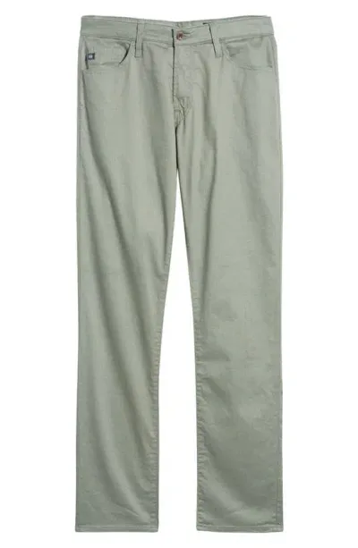 Ag Everett Slim Straight Leg Stretch Cotton & Linen Pants In Green Meadows