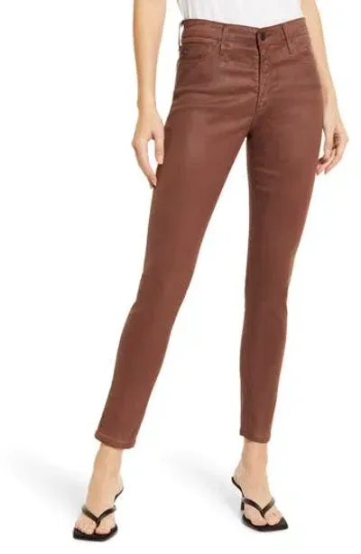 Ag Farrah High Waist Ankle Skinny Jeans In Dark Walnut