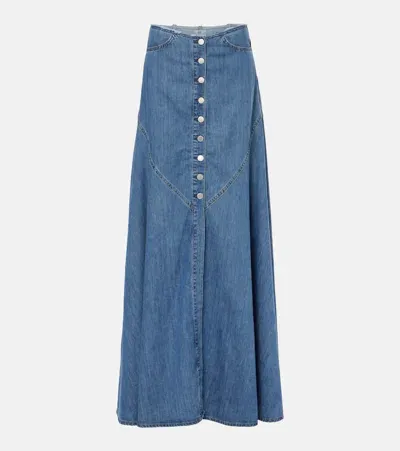 Ag Mala Denim Maxi Skirt In Blue