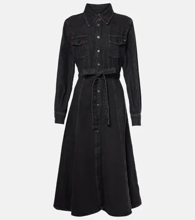 Ag Marseille Denim Shirt Dress In Black