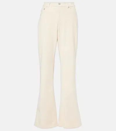 Ag Padua Mid-rise Cotton Corduroy Flared Jeans In Beige