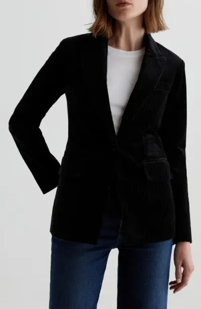 Ag Rue Pinstripe Velvet Blazer In Black