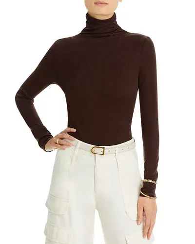 Ag The Chels Long Sleeve Ribbed Turtleneck In Bitter Chocolate