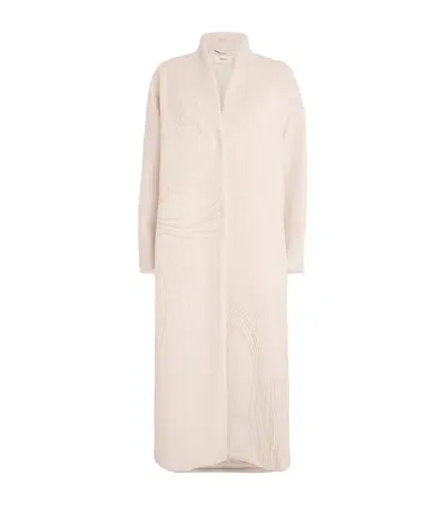 Agnona Alpaca-wool Embroidered Coat In Beige