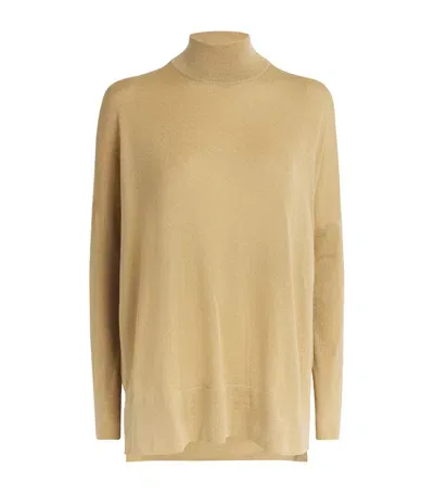 Agnona Cashmere Metallic Rollneck Sweater In Gold