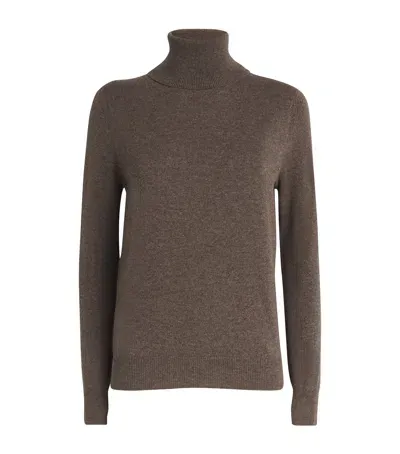 Agnona Cashmere Rollneck Sweater In Brown