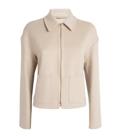 Agnona Cashmere Short Shirt Jacket In Beige