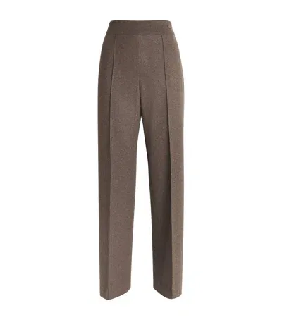 Agnona Cashmere Straight Tailored Trousers In Brown