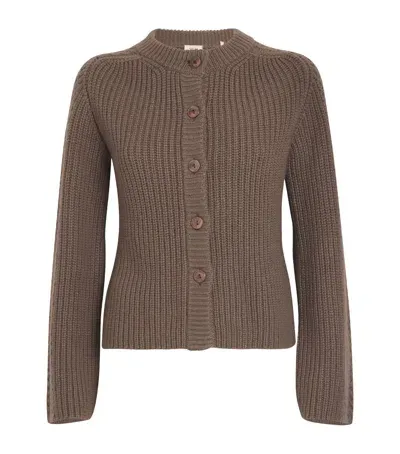 Agnona Cashmere Vimini Stitch Cardigan In Brown