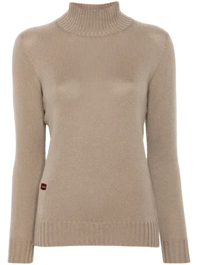 Agnona Logo-plaque Cashmere Jumper In Neutrals