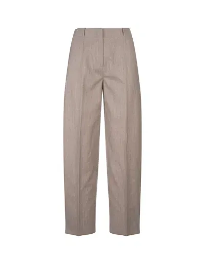 Agnona Sand Wool Blend Tailoring Trousers In Brown