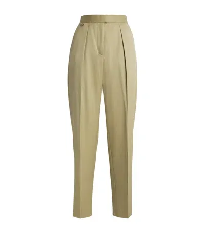 Agnona Wool-blend Pleated Straight Trousers In Brown