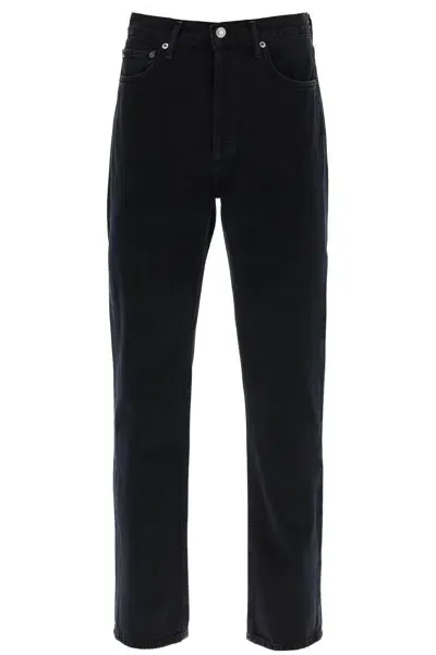 Agolde 90's Pinch Waist: High Rise Straight Jeans Crushed In Crushed Marble Black