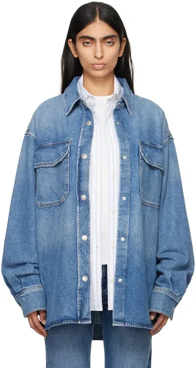 Agolde Blue Camryn Denim Shirt In Swing (med Vint Ind)