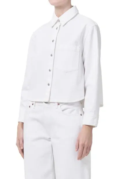 Agolde Dagmar Crop Snap-up Shirt In Milkshake