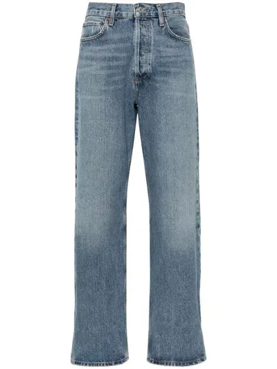 Agolde Fran Mid-rise Straight-leg Jeans In Blue