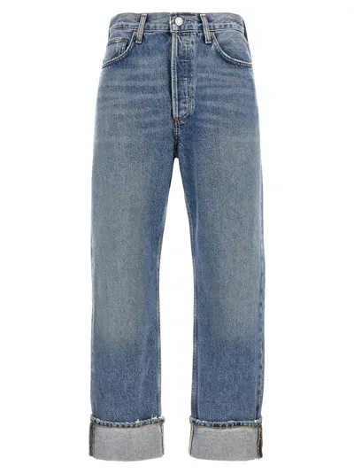 Agolde Fran Jeans With Turn-ups In Blue