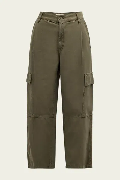 Agolde Jericho Cropped Cargo Pants In Fatigue In Green