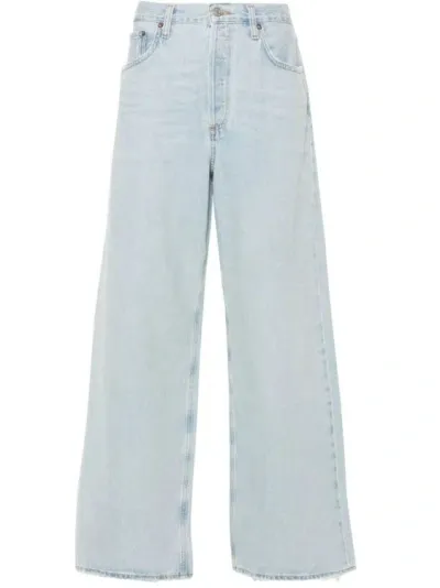 Agolde Low Slung Baggy Cotton Jeans In Blue