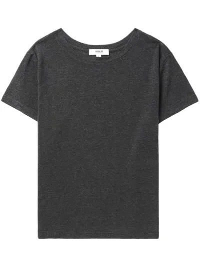 Agolde Adine Cropped Lyocell-jersey T-shirt In Grey