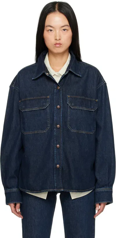 Agolde Navy Gwen Slice Denim Shirt In Rinse