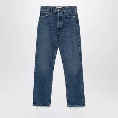 Agolde 90's Straight Ribbed Jeans In Blue