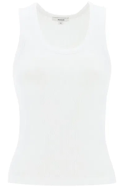 Agolde Poppy Ribbed Tank Top In White