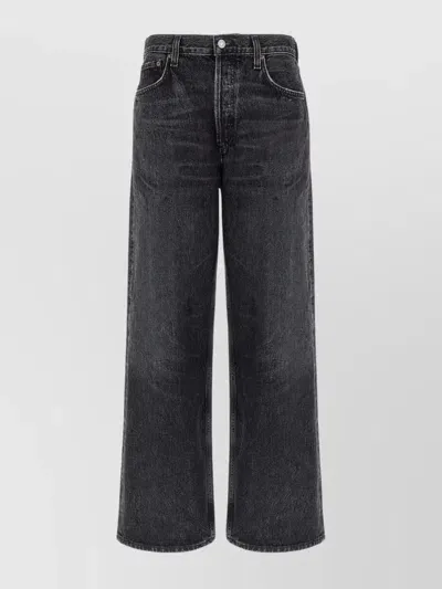 Agolde Relaxed Fit Wide Leg Jeans In Black