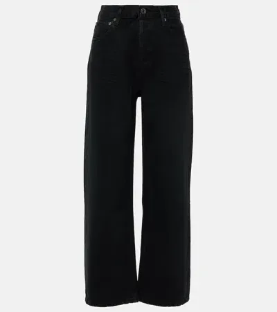 Agolde Ren High-rise Cropped Straight Jeans In Black