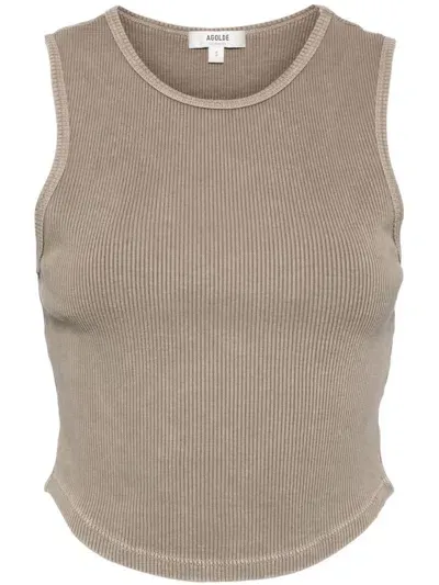 Agolde Ribbed-knit Tank Top In Neutrals