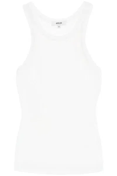 Agolde "ribbed Sleeveless Top B In Bianco