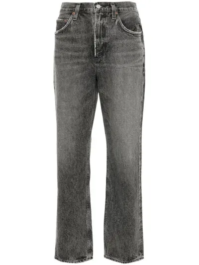 Agolde Valen High Rise Straight Jeans In Black