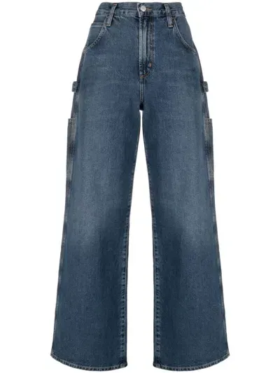 Agolde Mid-rise Wide-leg Jeans Dara In Blue