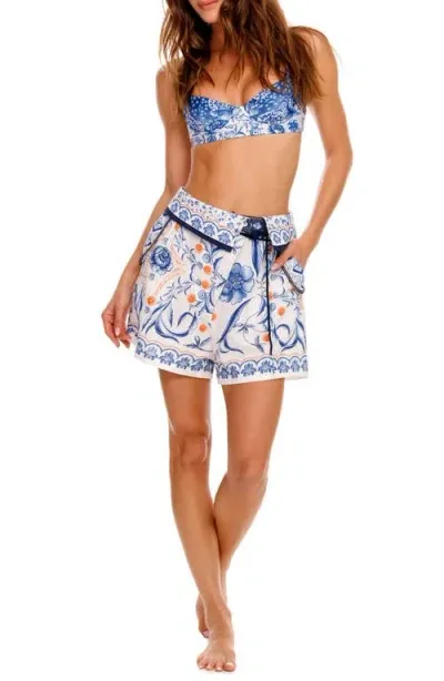 Agua Bendita Sophie Azure Cover-up Shorts In Blue