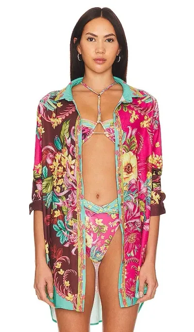 Agua Bendita X Revolve Crystal Shirt In Foulard Floral