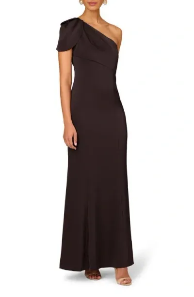 Aidan Mattox By Adrianna Papell One-shoulder Mermaid Gown In Chocolate