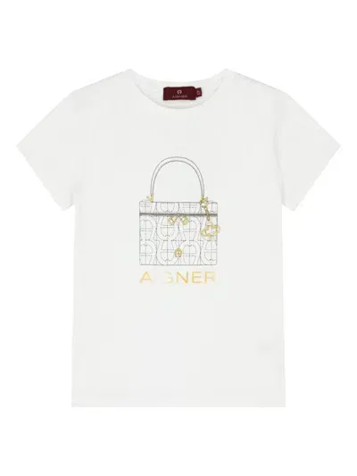 Aigner Graphic Logo-print Cotton T-shirt In Weiss