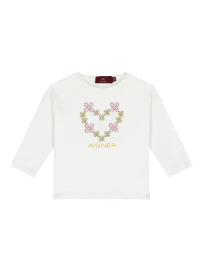 Aigner Babies' Heart-print T-shirt In White