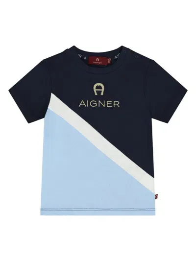 Aigner Babies' Logo-embroidered T-shirt In Blue