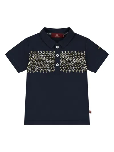 Aigner Babies' Logo-print Polo Shirt In Blue