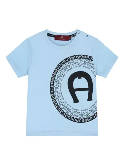 Aigner Babies' Logo-print T-shirt In Blue